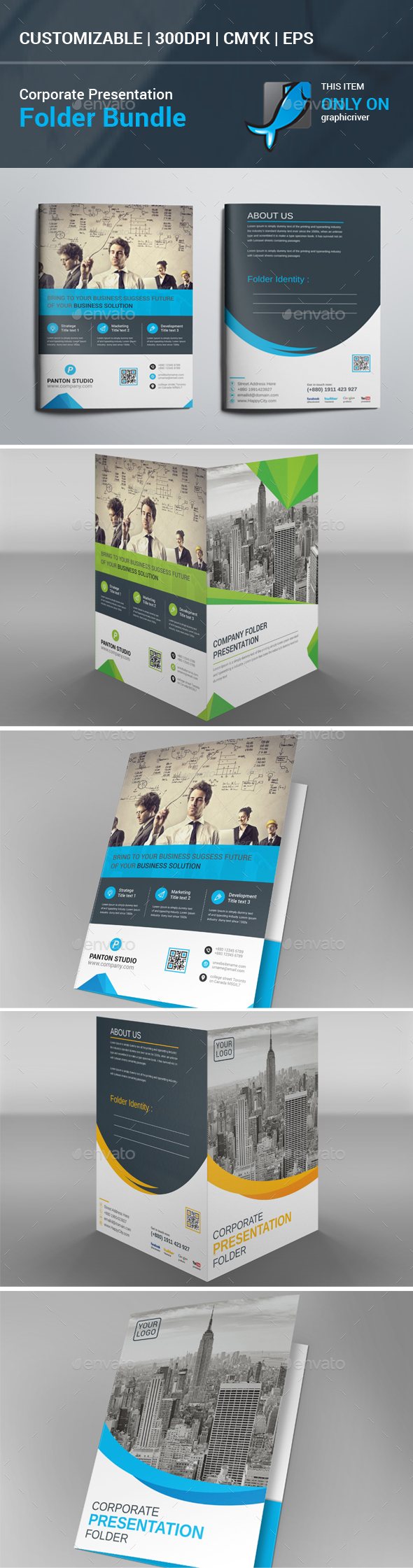 Corporate Presentation Folder Bundle - Stationery Print Templates