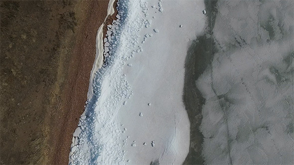 Flight Over Blue Ice and Frozen Sea.