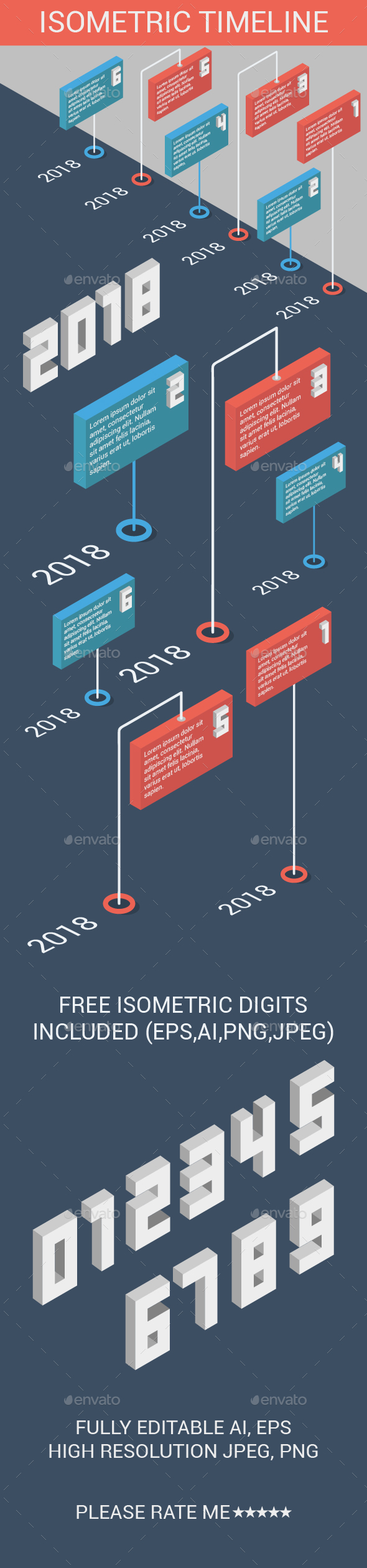 Isometric Timeline - Infographics
