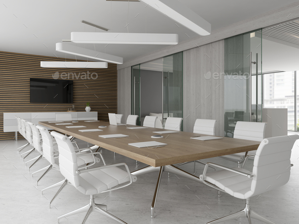 Interior of reception and meeting room 3D illustration - Stock Photo - Images