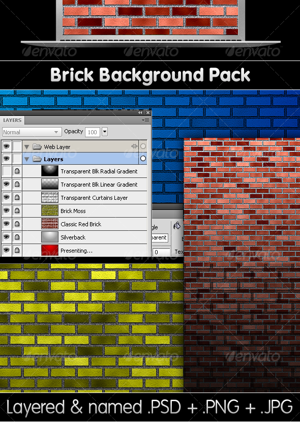 Brick Backgrounds Pack - PSD & PNG - Backgrounds Graphics