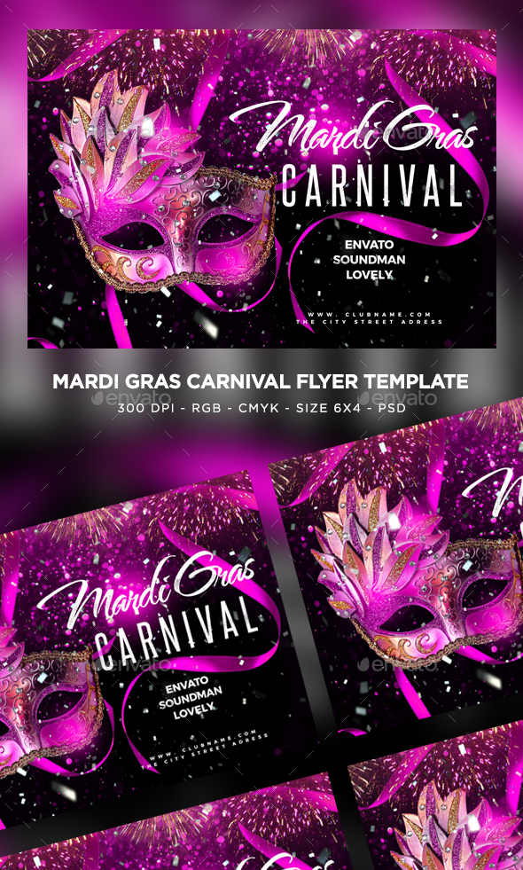 Mardi Gras Flyer - Clubs & Parties Events