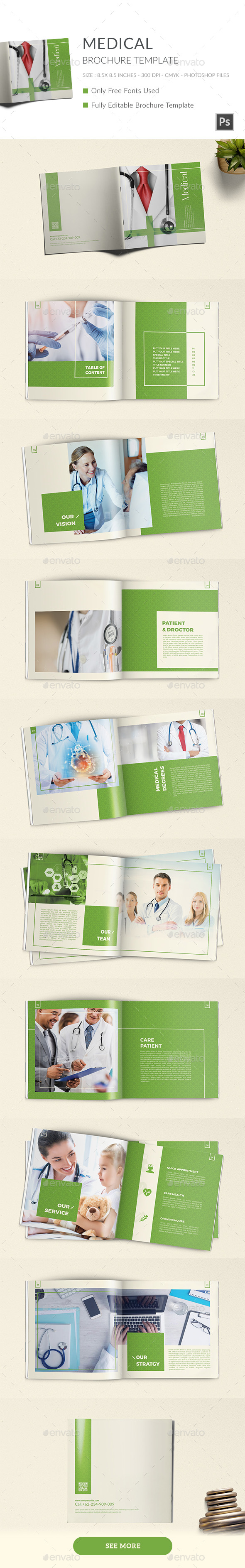 Medical Square Portfolio Brochure Template - Brochures Print Templates