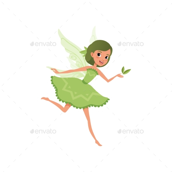 Fantasy Forest Fairy with Green Hair in Little - People Characters