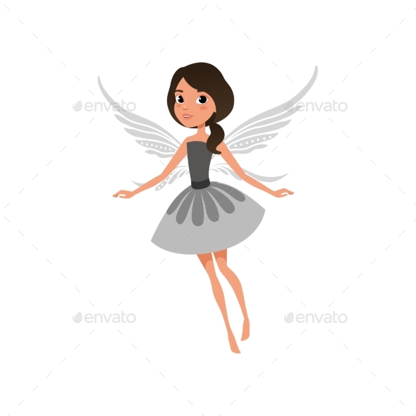 Fairy with Big Shiny Eyes in Flying Action. - People Characters