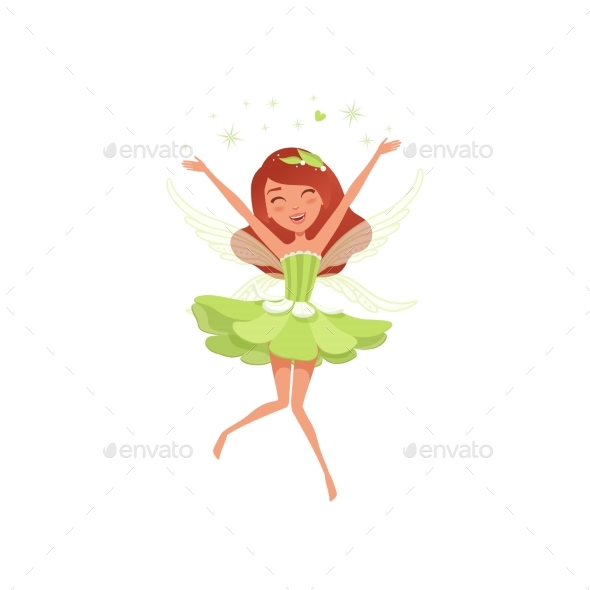 Magical Fairy in Green Dress - People Characters