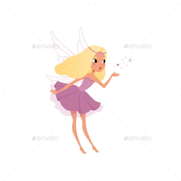 Fairy with Long Blond Hair Spreading Magical Dust - People Characters