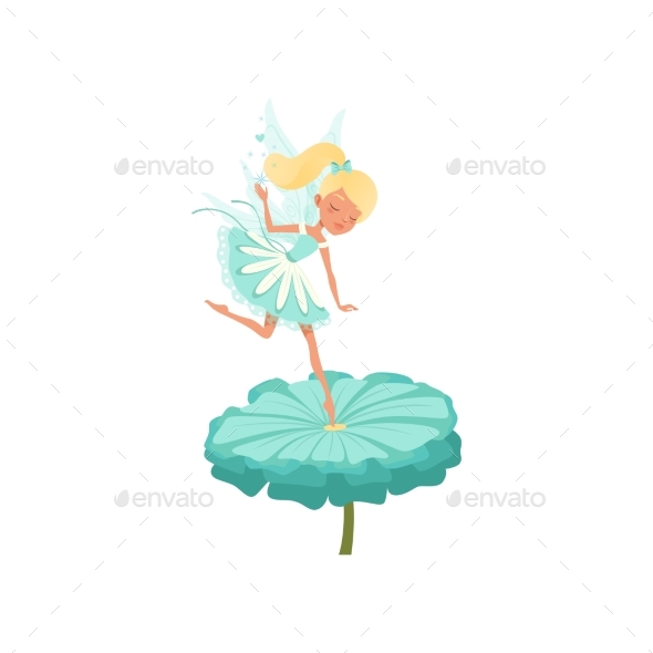 Fairy Hovering Over Flower - People Characters
