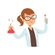 Girl Chemist Character, Female Scientist in White