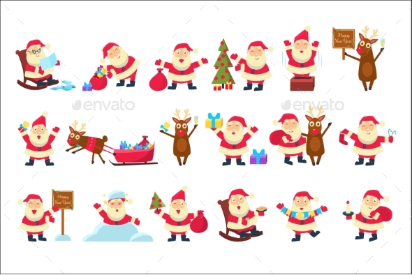 Set with Santa Claus in Different Poses - Seasons/Holidays Conceptual