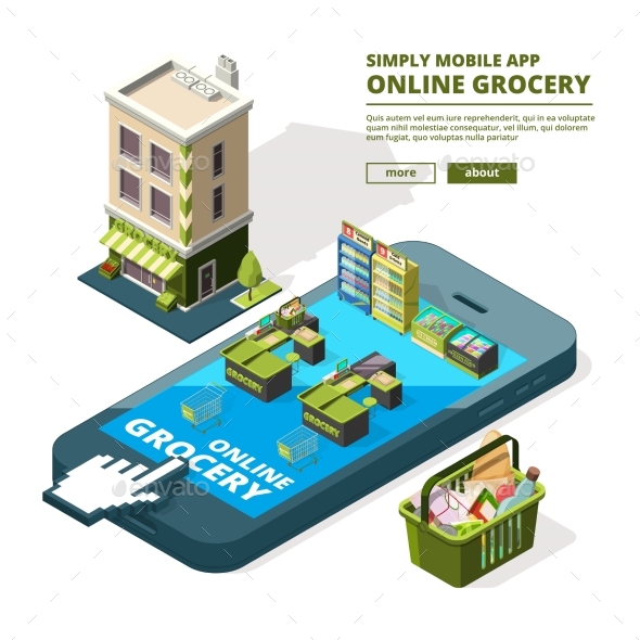 Concept Illustration of Online Shopping. Buying - Miscellaneous Vectors