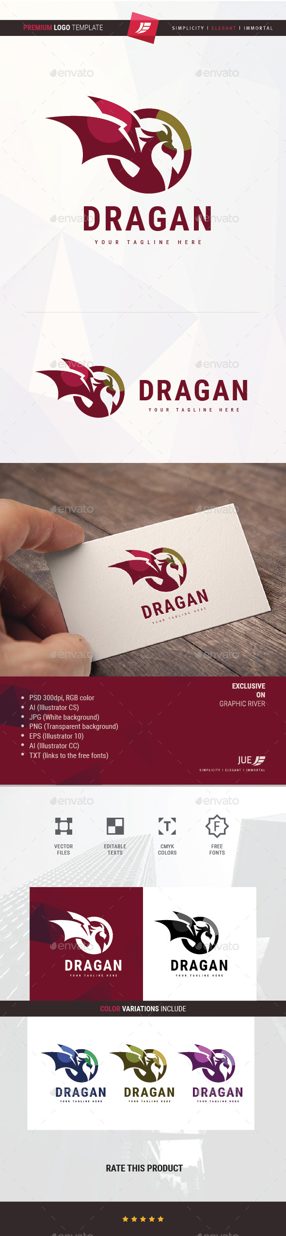 Dragan Logo - Animals Logo Templates