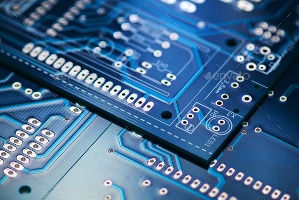 Blue  printed circuit board - Stock Photo - Images