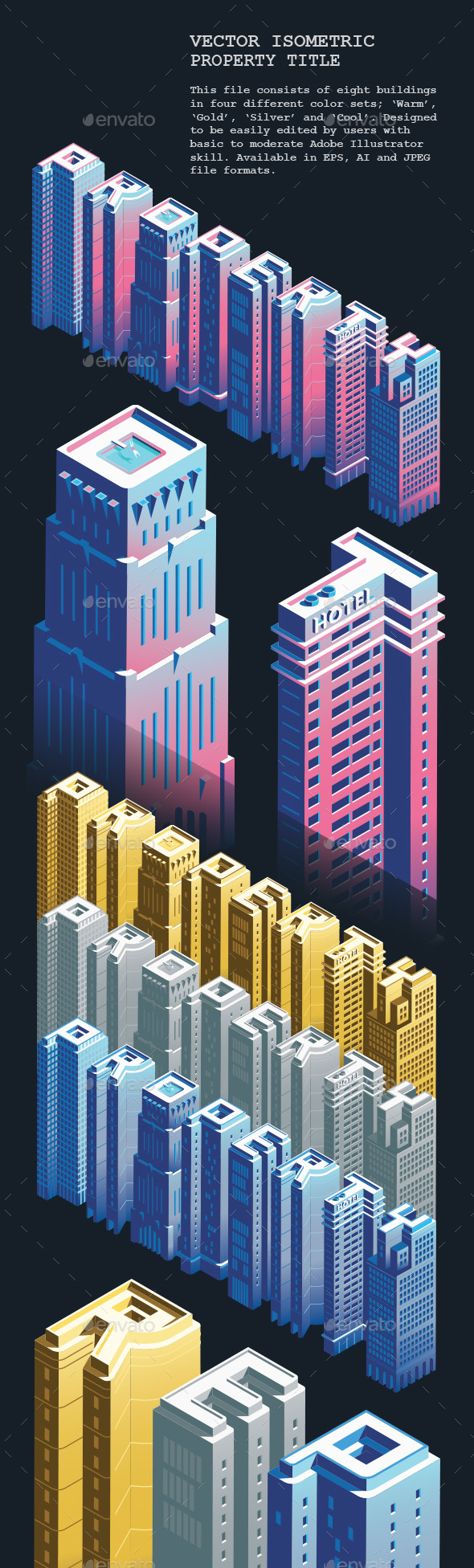 Vector Isometric Property Title - Buildings Objects