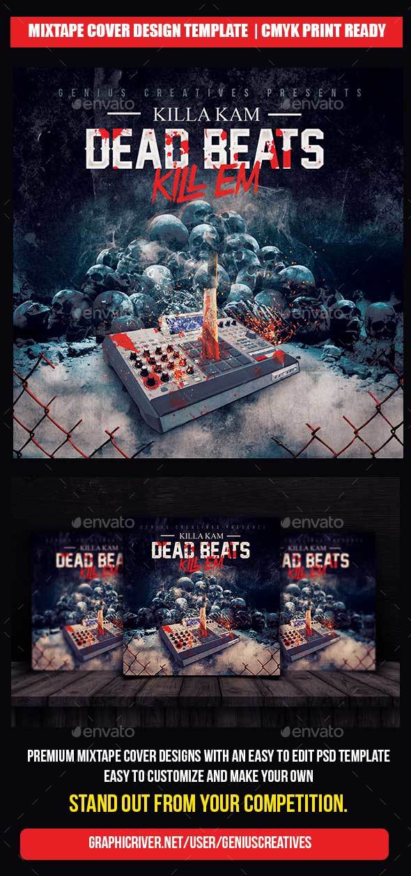 Dead Beat Mixtape Cover Template - CD & DVD Artwork Print Templates