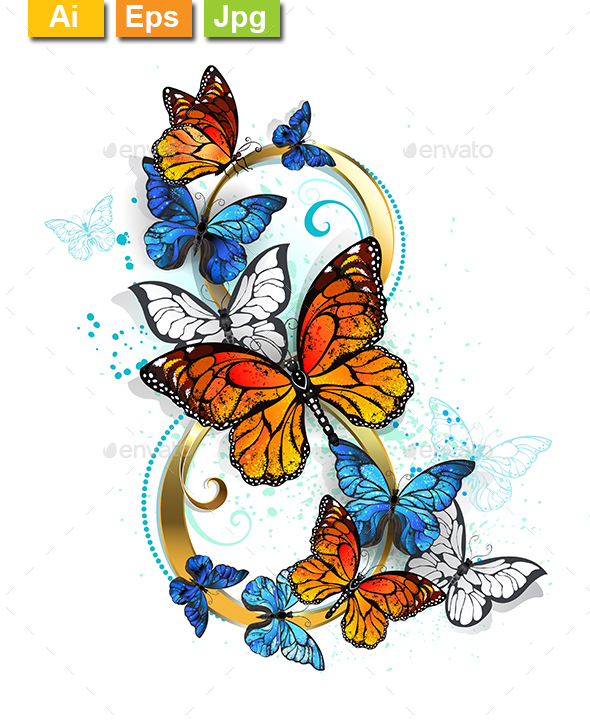 Eight of Monarch Butterflies - Decorative Symbols Decorative