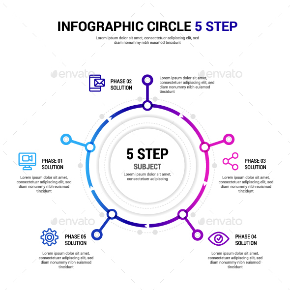 Circle 5 step Infographic - Infographics