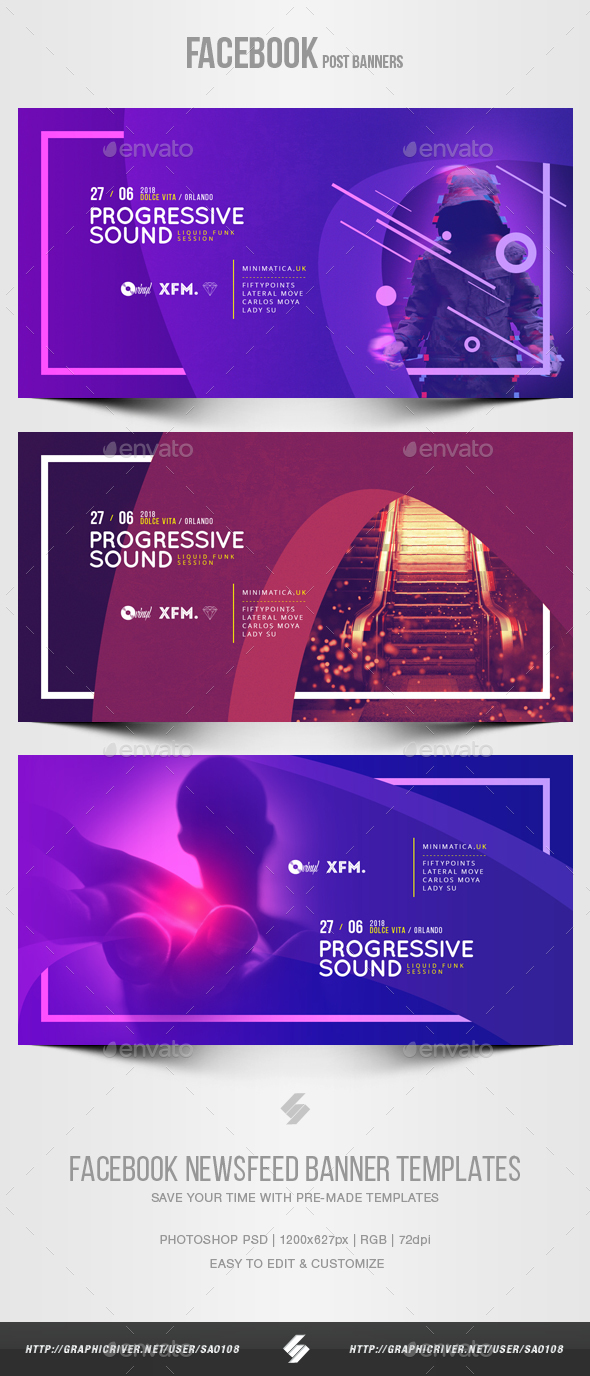 Electronic Music Party vol.37 - Facebook Post Banner Templates - Social Media Web Elements