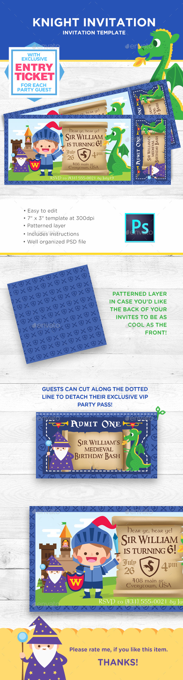 Knight Party - Medieval Invitation - Birthday Greeting Cards