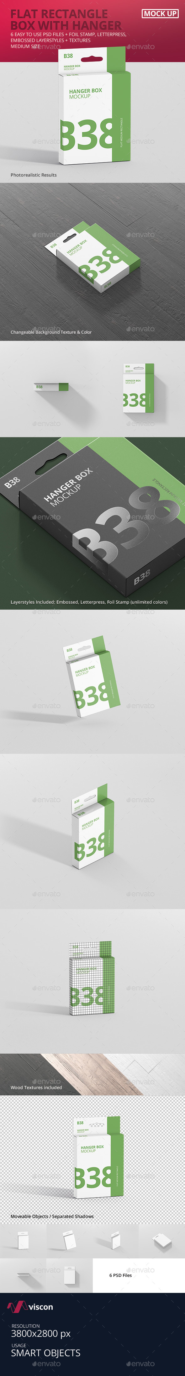Box Mockup - Flat Medium Rectangle with Hanger - Miscellaneous Packaging