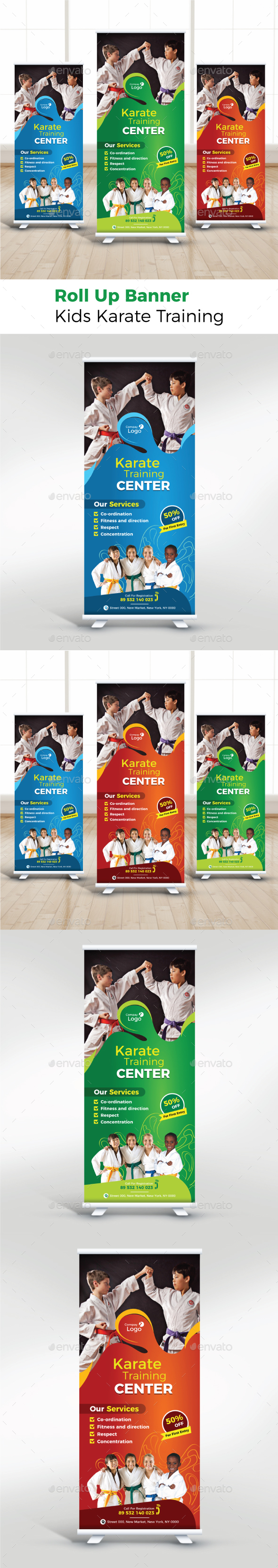Kids Karate Training Roll Up Banner - Signage Print Templates