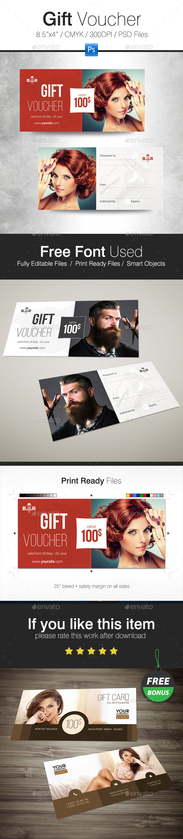 Hairdresser Salon Gift Voucher - Cards & Invites Print Templates