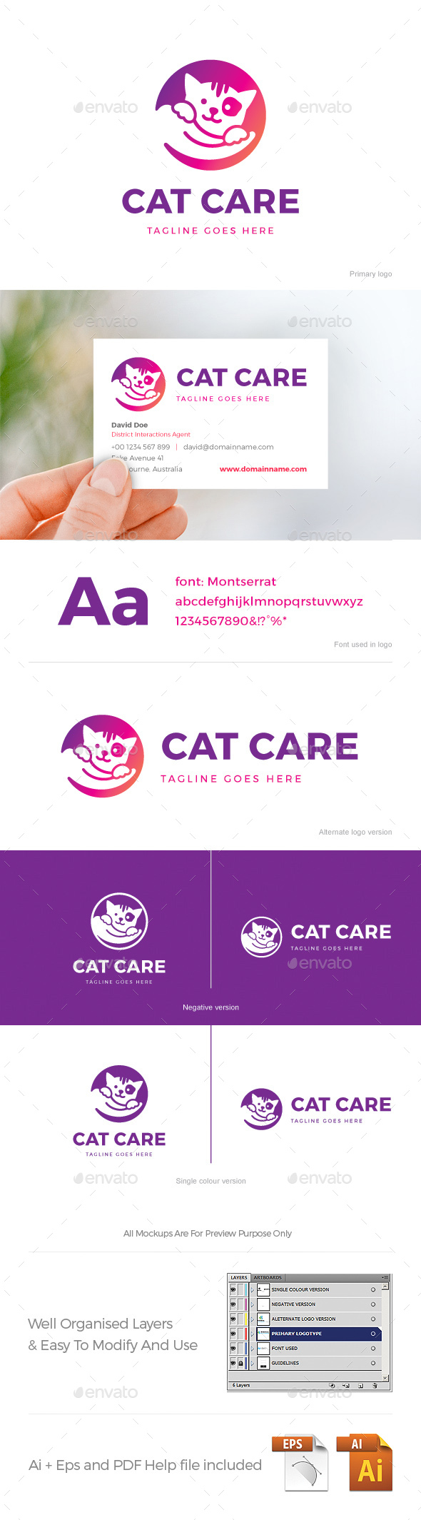 Cat Care Logo - Animals Logo Templates