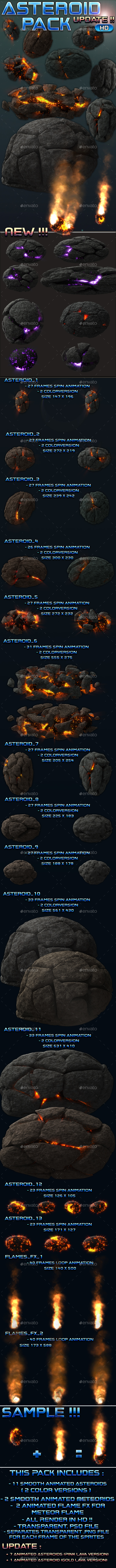 Asteroid Meteroid Pack - Sprites Game Assets
