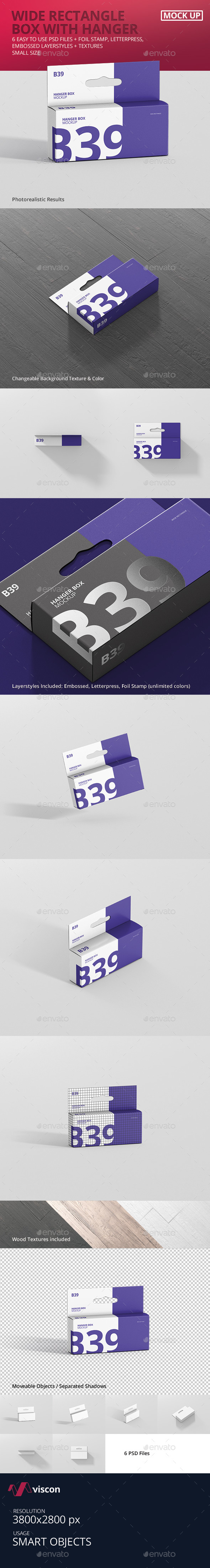 Box Mockup - Wide Small Rectangle with Hanger - Miscellaneous Packaging