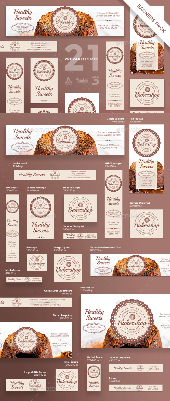 Baker Shop Banner Pack - Banners & Ads Web Elements
