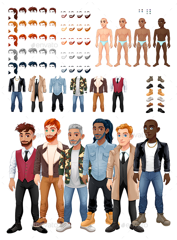 Dresses and Hairstyles Game with Male Avatars - People Characters
