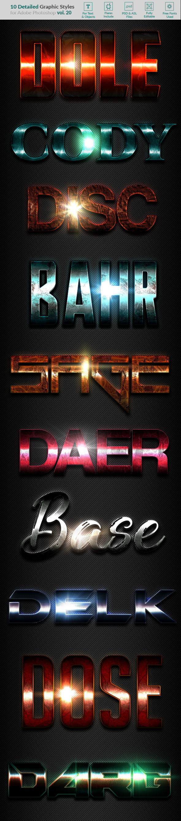 10 Text Effects Vol. 20 - Styles Photoshop