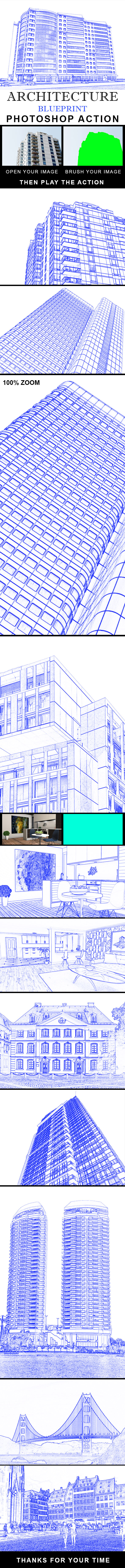 Architecture Blue Print Photoshop Action - Photo Effects Actions