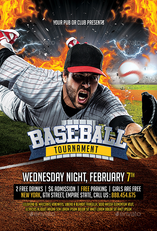 Baseball League Flyer, Print Templates | GraphicRiver