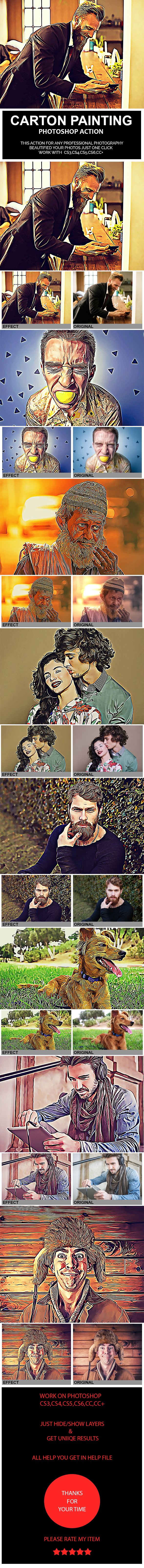 Carton Painting Photoshop Action - Actions Photoshop