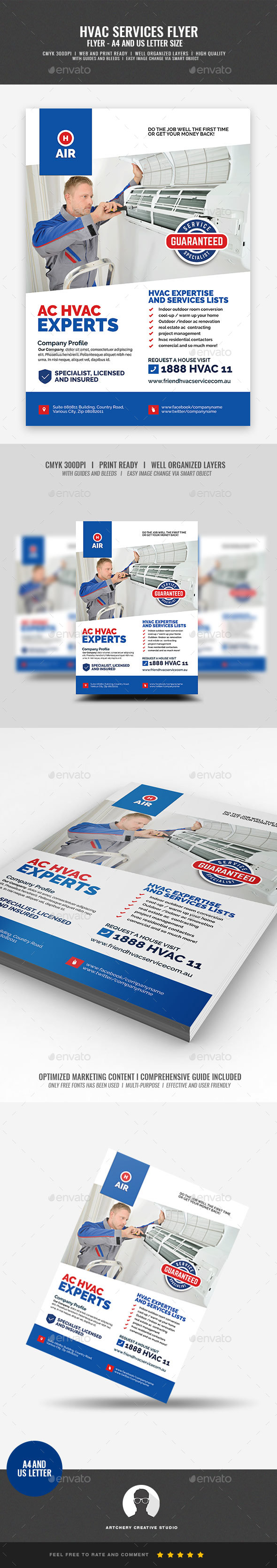 HVAC Repair and Maintenance Flyer With Hvac Business Card Template