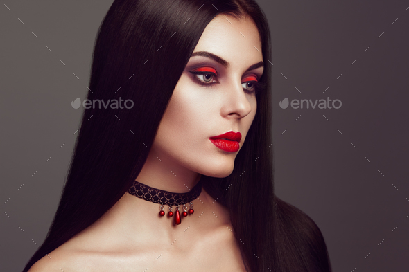 Halloween vampire woman portrait - Stock Photo - Images