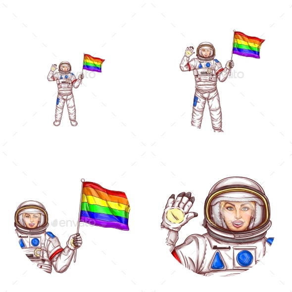 Vector Girl Spaceman LGBT Flag Avatar Icon - Miscellaneous Vectors