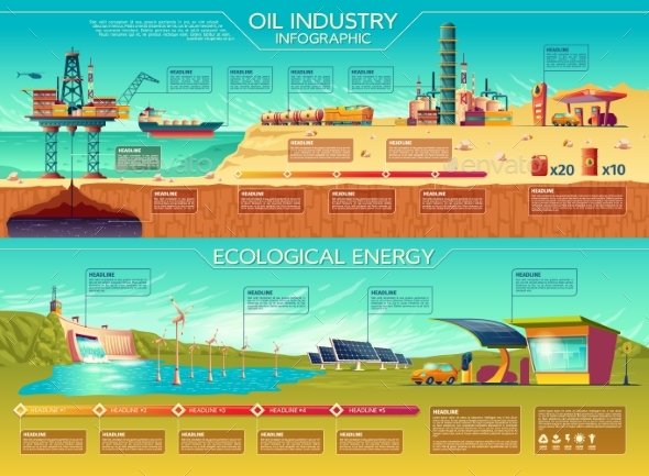 Vector Oil Industry Ecological Energy Infographics - Backgrounds Decorative