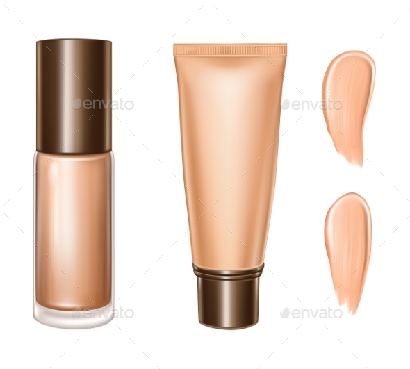 Tonal Foundation Cream Vector 3D Bottle and Tube - Man-made Objects Objects