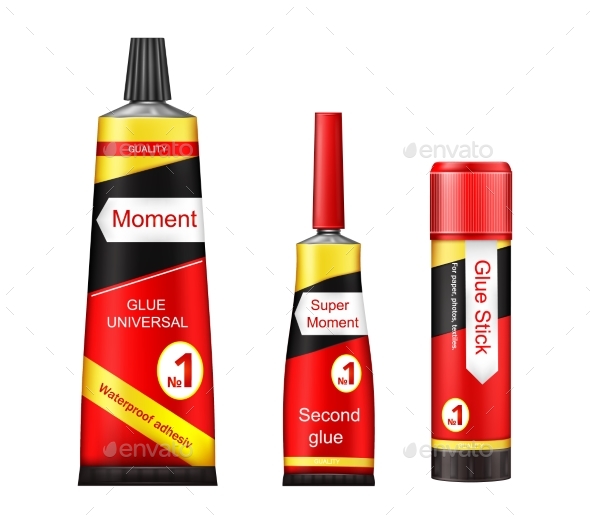 Vector Tubes of Glue - Man-made Objects Objects