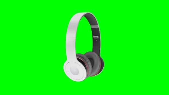 Gray Wireless Headphones Isolated on Green Screen Background 