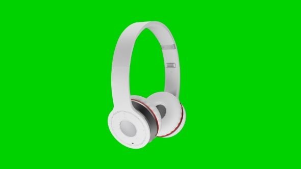 White Wireless Headphones Isolated on Green Screen