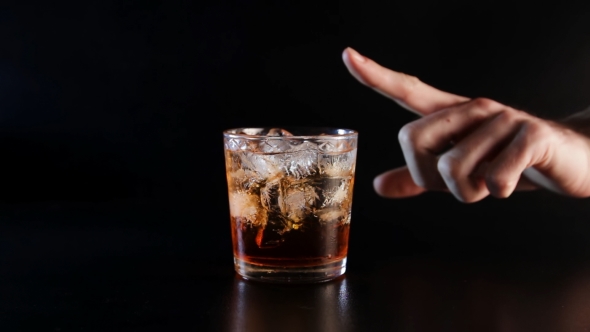 Stop Drinking Gesture A Hand Forbid To Take Glass with Alcohol