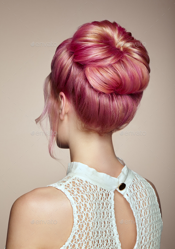 Blonde girl with elegant and shiny hairstyle - Stock Photo - Images