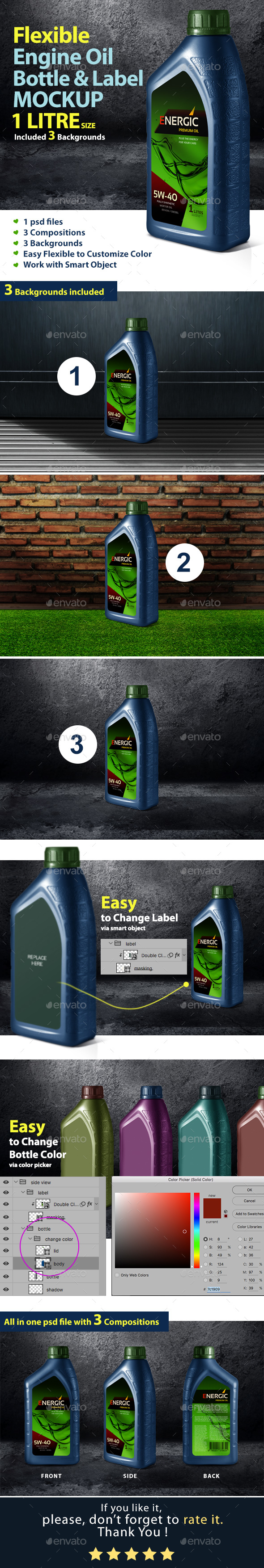 Download Engine Oil Bottle Label Mockup By Blacksalmon Graphicriver