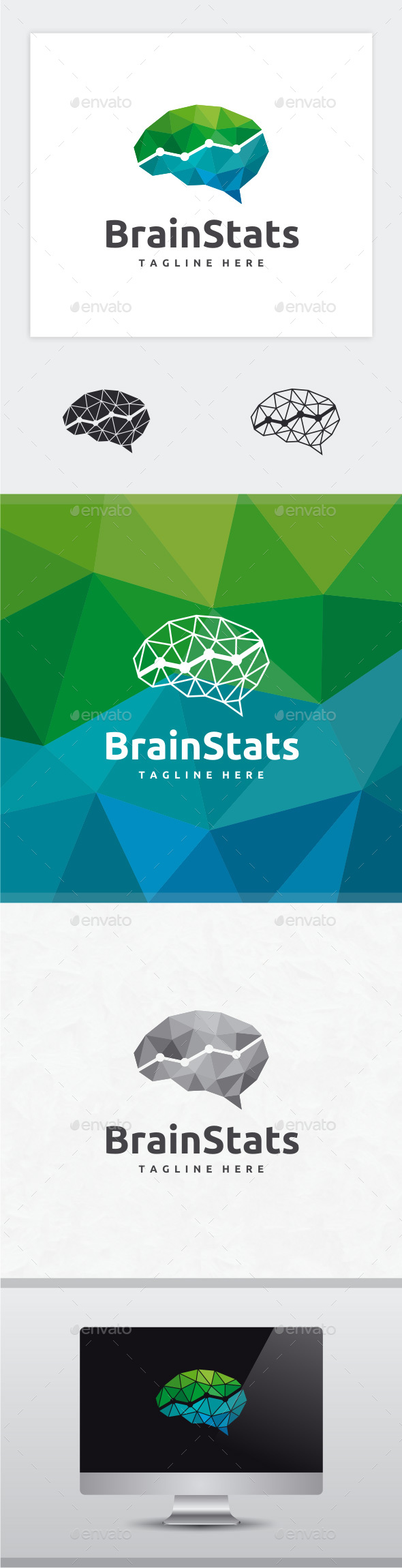 Brain Stats Logo - Vector Abstract