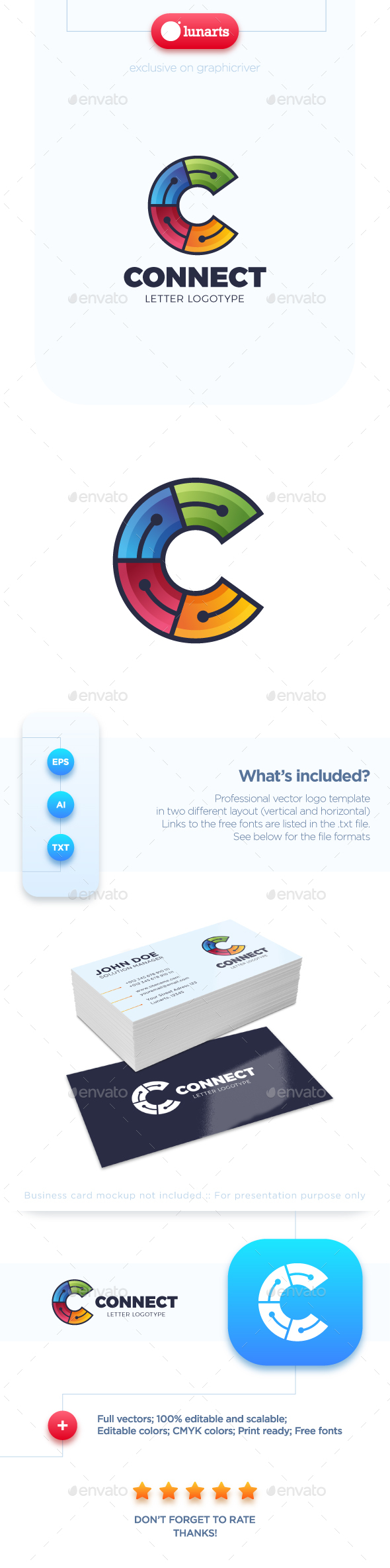 Connect Letter C - Letters Logo Templates