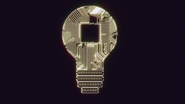 Light Bulb Idea Icon with Gears with Circuit Board Inside