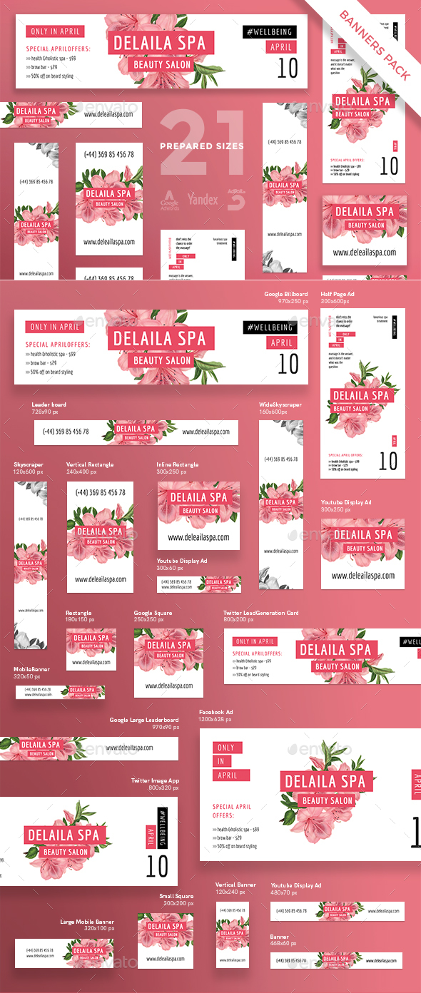Delaila Spa Banner Pack - Banners & Ads Web Elements